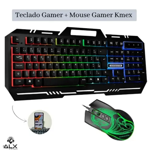 Kit Gamer Teclado Fusion Color + Mouse Gamer Dragão 6400dpi Kmex *ENTREGA GRÁTIS*