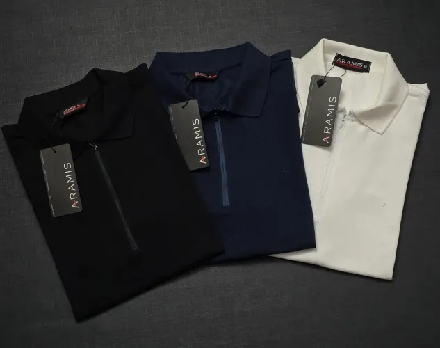 Camisa Polo básica com ziper Aramis logo em bordado coleção inverno -são joão