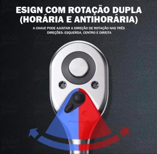 Jogo De Soquete Sextavado 1/2 Catraca 12 Peças 10 a 24mm com Extensão