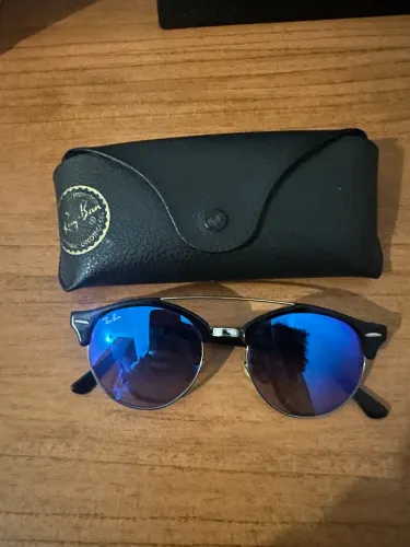 Óculos Ray-Ban Clubmaster Original Espelhado Azul + Estojo