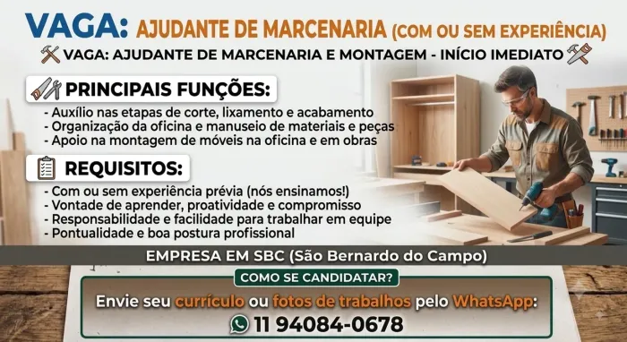 Vaga - estamos contratando
