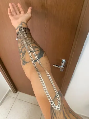 Corrente de prata 925 maciça com chapa 8mm 80cmm