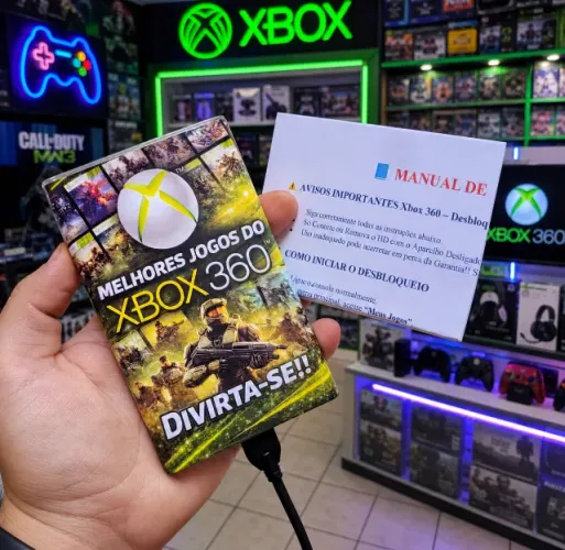 HD Externo 500GB Xbox 360 Lotado de Jogos - Funciona em Todos Modelos Pronto pra Jogar!