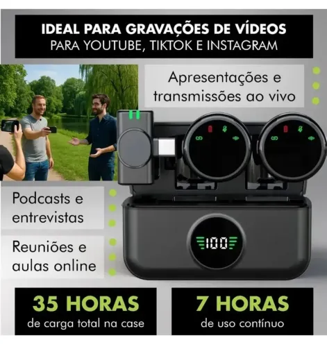 Microfone sem fio - tipo lapela - entrada Tipo C - seminovo MUITO CONSERVADO