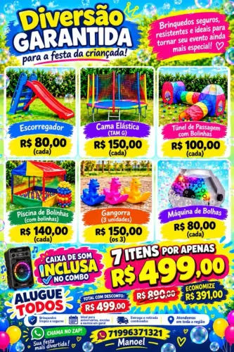 Combo completo em Camaçari , pula pula, piscina com bolinhas , SOM, Máquina de bolhas