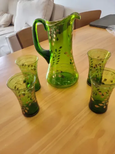 Conjunto de Jarra e Copos - Cristal Demi Verde