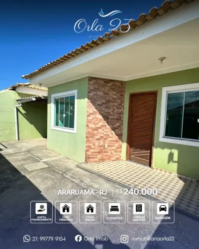 ARARUAMA, ORLA 23 IMOBILIARIA VENDE! ÓTIMA CASA