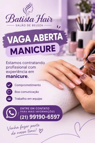Vaga de Manicure Centro/RJ