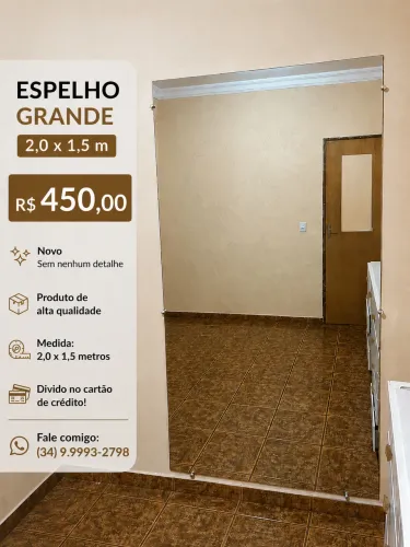 Espelho grande 2,0x1,5 m, sem detalhes, excelente estado - R$ 450