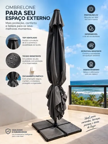 Ombrelone lateral articulável 2,33 x 2,33