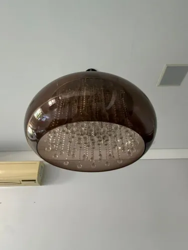 Lustre pendente cúpula de vidro Âmbar/Cristal