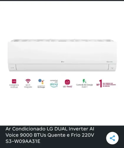 Ar Condicionado LG Dual Inverter AI Voice 9000 BTUs Quente e Frio 220V ( novo )