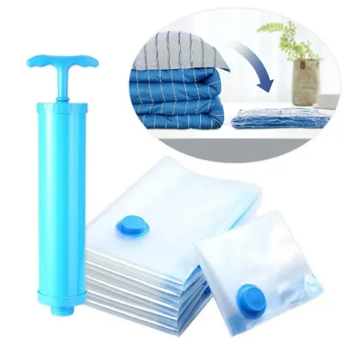 Kit 5 Sacos Vácuo Bomba De Ar Organização Espaço Casa Cozinha