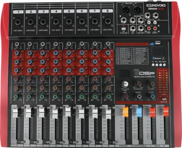 MESA DE SOM NOVA SOUNDVOICE RUBI MR-802 - 8 Canais