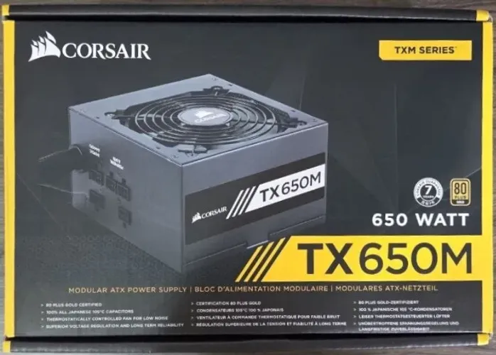Fonte Atx PC Corsair TX650M 650W - Semi-nova, completa, caixa