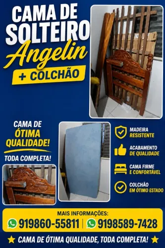 Cama de solteiro de madeira ótima qualidade