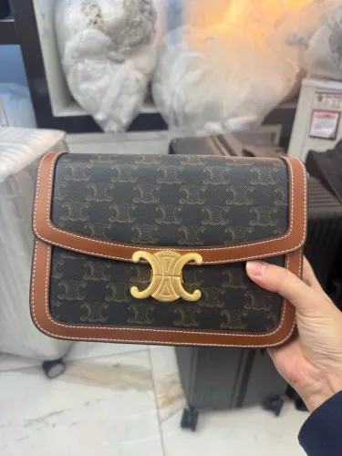 BOLSA couro legítimo CLASSIQUE TRIOMPHE EM TOILE TRIOMPHE modelo italiano Celine