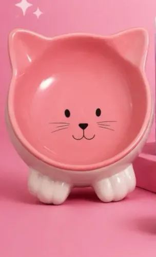 Pratinho de Ceramica Pet Rosa