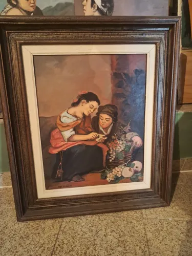 Quadro pintado à mão com moldura - 70x60