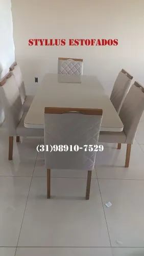 Mesa de jantar de luxo com 6 cadeiras 