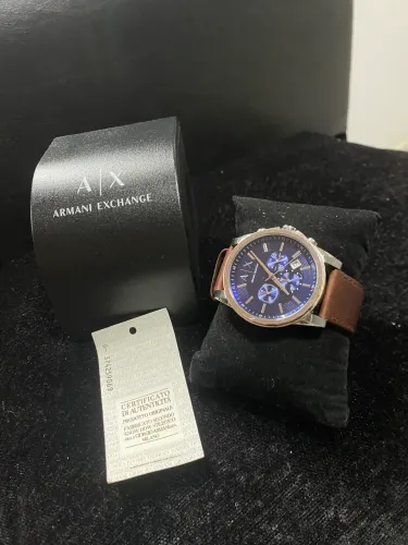 Relógio Armani Exchange Masculino Em Couro Marrom