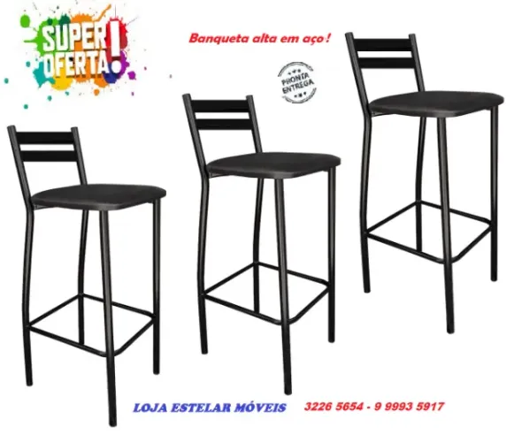 Para bancada de cozinha! Banquetas em aço