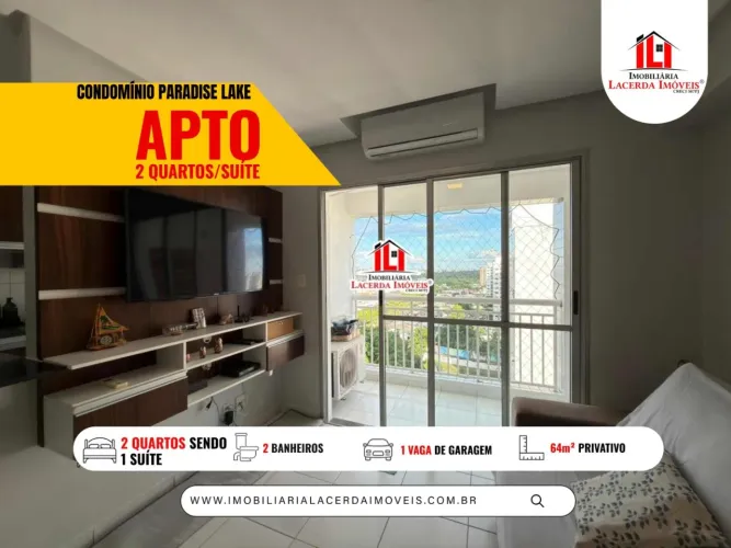 Condomínio Paradise Lake, 66m², Apartamento 2 quartos com suite para locação, 12º Andar