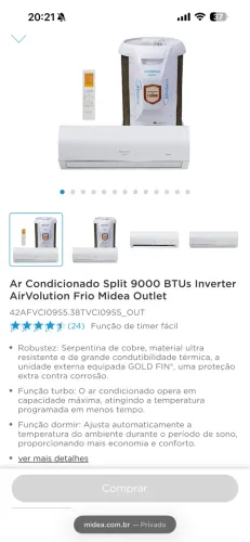 Ar condicionado menos de 1 ano de uso