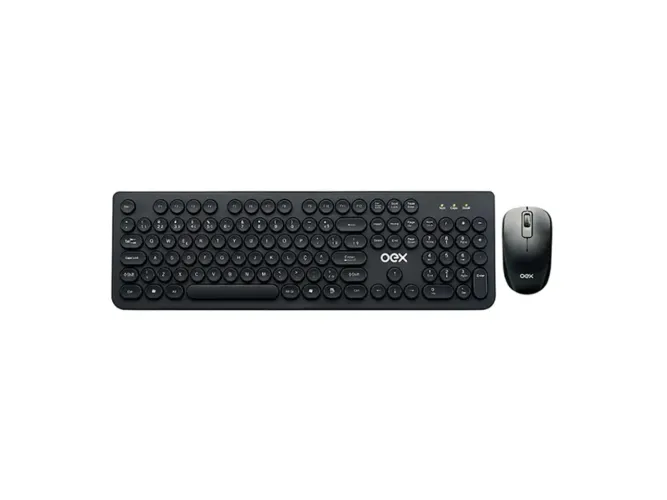 Kit Teclado e Mouse Wireless, OEX POP+ TM410, Teclas Arredondadas, ABNT2, 1600 DPI, Preto.