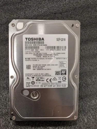 HD Sata Toshiba 500GB, 7200RPM, PC Desktop, Zerado