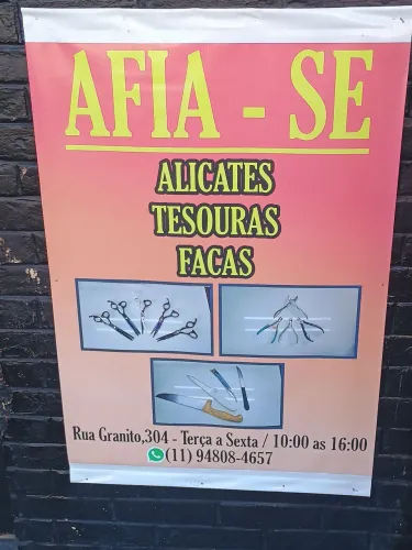 Afiação de facas, tesouras e alicates.
