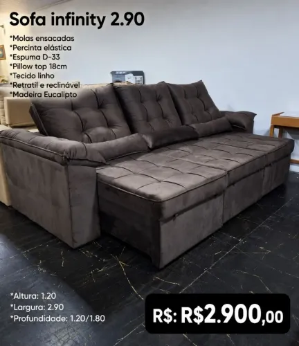 Sofá Infinity 2.90m - Marrom 