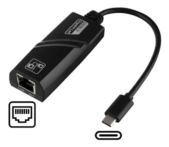 Cabo Adaptador USB C para RJ45 Gigabit Ethernet 10/100/1000Mbps