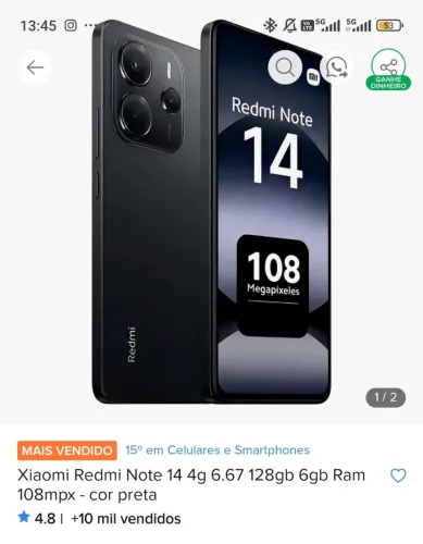 Redmi Note 14 256GB Novo Lacrado | Garantia de 1 Ano | Entrega Grátis | R$ 1.300