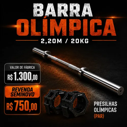 BARRA OLÍMPICA 2,20M / 20KG - SEMINOVA. 