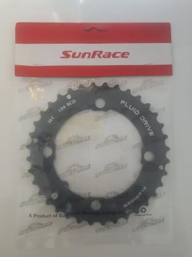 Coroa SunRace 36D Ms66 BCD 104 Aluminio Preta Compatível Shimano MTB