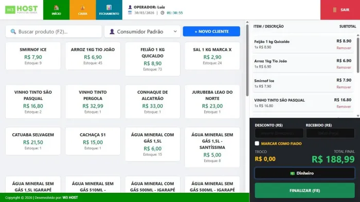 PDV Frente de Caixa, Sistema perfeito para depósito de bebidas, mercados, lanchonetes 