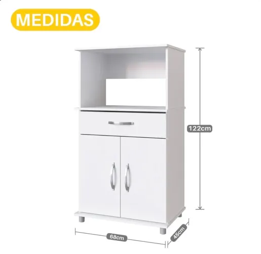 Balcão torre forno e microondas com 2 portas e 1 gaveta MDP cozinha multiuso nicho