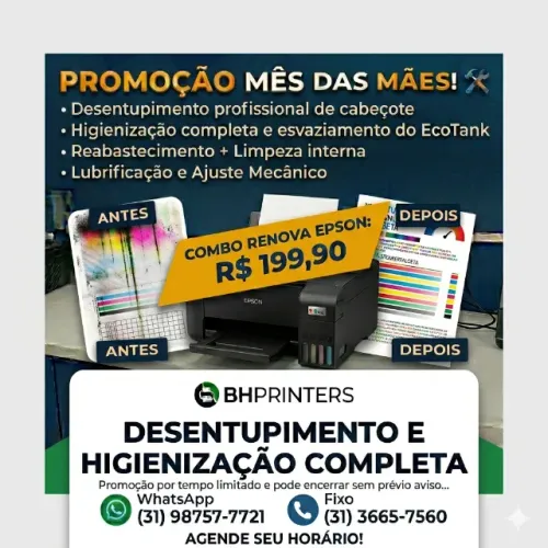 Manutenção Impressoras Epson BH e Contagem - Promoção Maio *