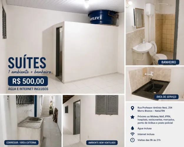 Alugam-se Suítes e Kitnets em Morro Branco. 