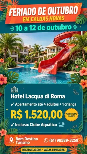 Aluguel temporada do Di 10/10 ao 12/10 Caldas Novas, Lacqua di Roma