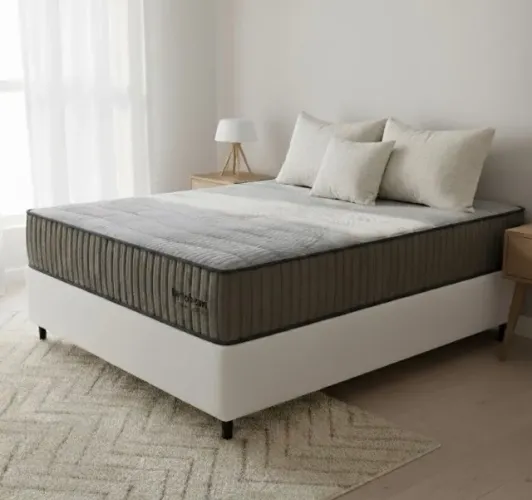 Cama Box Casal Confort Premium HR33 com Base Branca