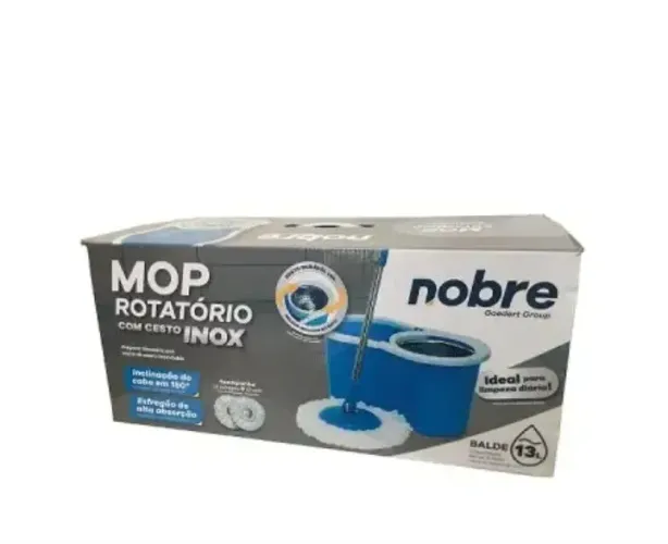 Mop Giratório c/ balde de 13L e cesto Inox 