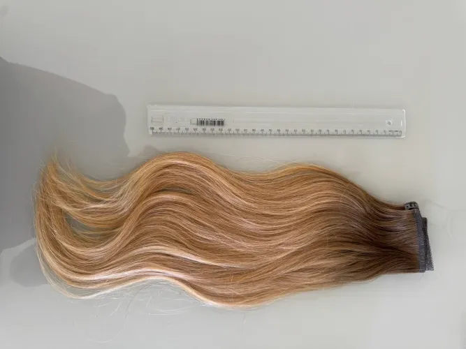 Aplique de cabelo humano inglês, com presilhas tic-tac.