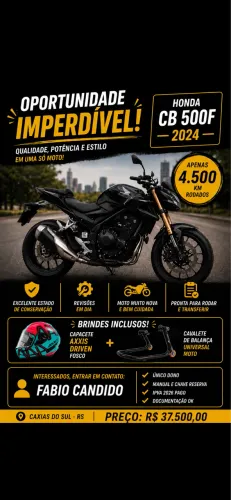 Honda CB 500F 2024 | 4.500 Km | Único Dono, impecável