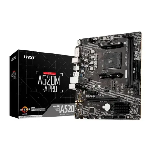 Placa-Mãe MSI A520M-A PRO, AMD AM4, mATX, DDR4.