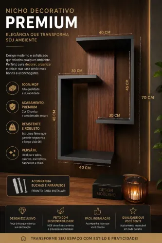 Nicho Decorativo Premium 100% MDF - Elegância e Sofisticação para Seu Ambiente