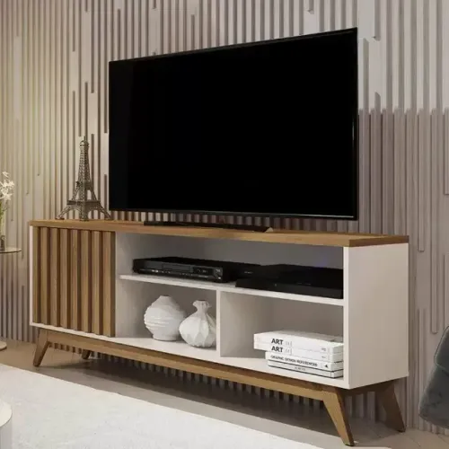 Rack Malbec Wood para Tv Até 55 Polegadas 1 Porta Ripado Giga 136cm