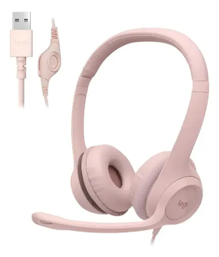 Headset Com Fio Usb Logitech H390 Rosa
