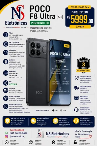 Xiaomi Poco F8 Ultra 5G 512GB / 16GB NFC Versão Global Original Lacrado Pronta Entrega